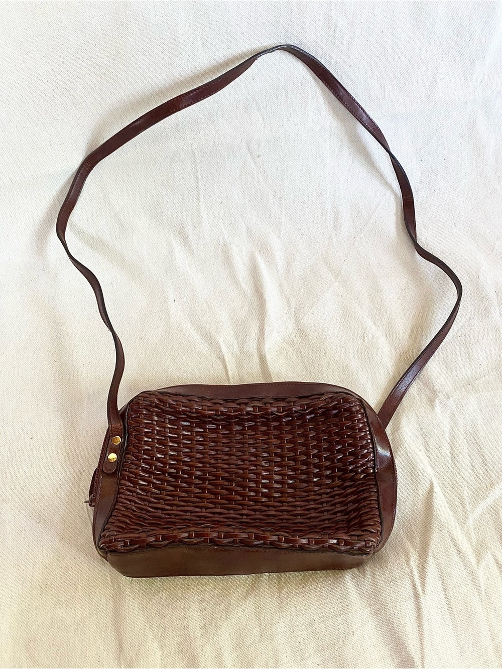 VTG Genuine Leather Basket Weave Purse